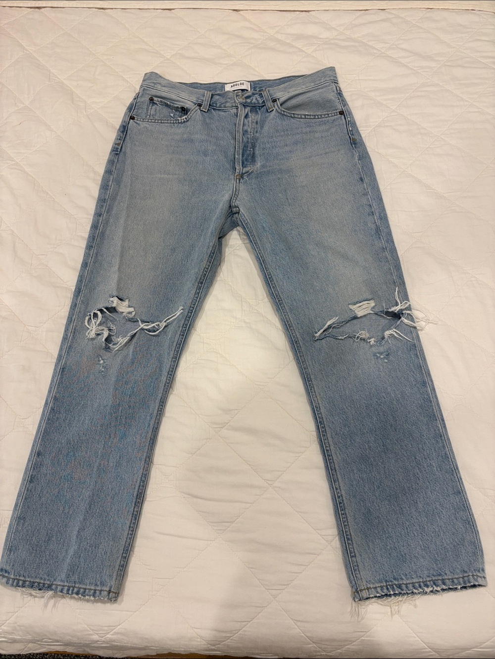 Agolde Light Wash Distressed Straight Leg Jeans size 29